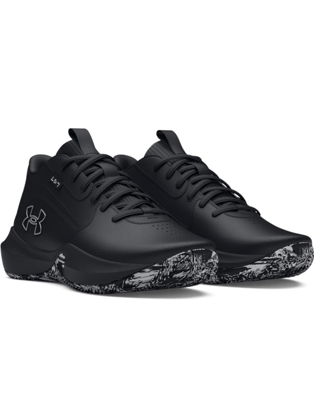 Under Armour Black Lace-Up Sneakers with Black & White Marbled Soles